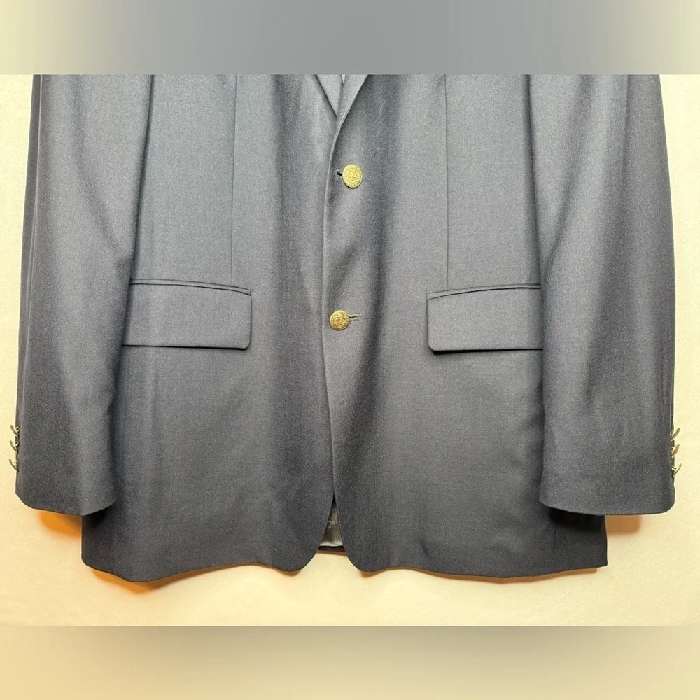 Oscar De La Renta Deep Navy Sport Coat Jacket Blazer 100% Wool 2 Button Size 44L